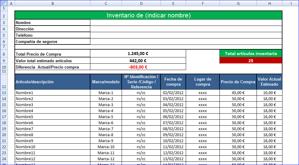 Inventario | Excel Gratis