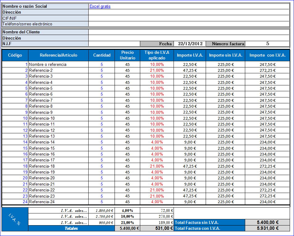 Iva Excel Gratis