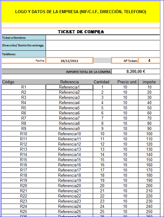 Formato De Ticket De Venta En Excel Sample Excel Templates