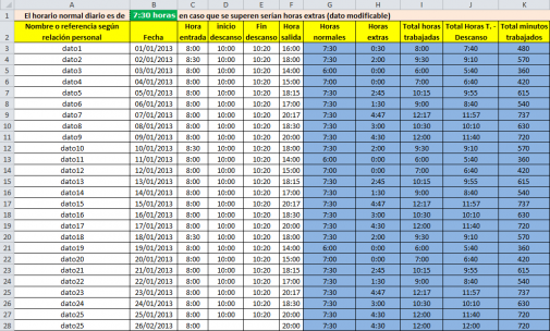 Control horario con tiempo descanso