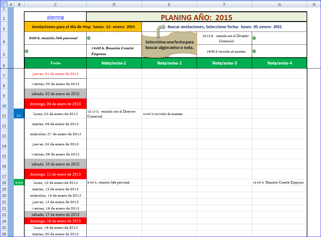 Hojas De Excel Gratis Planning | Excel Gratis