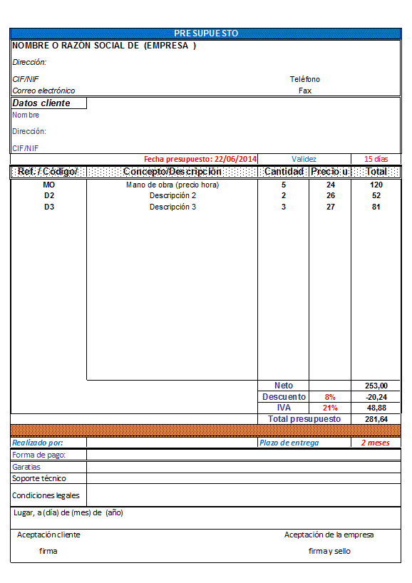 Hoja De Presupuesto En Libro De Excel Excel Gratis