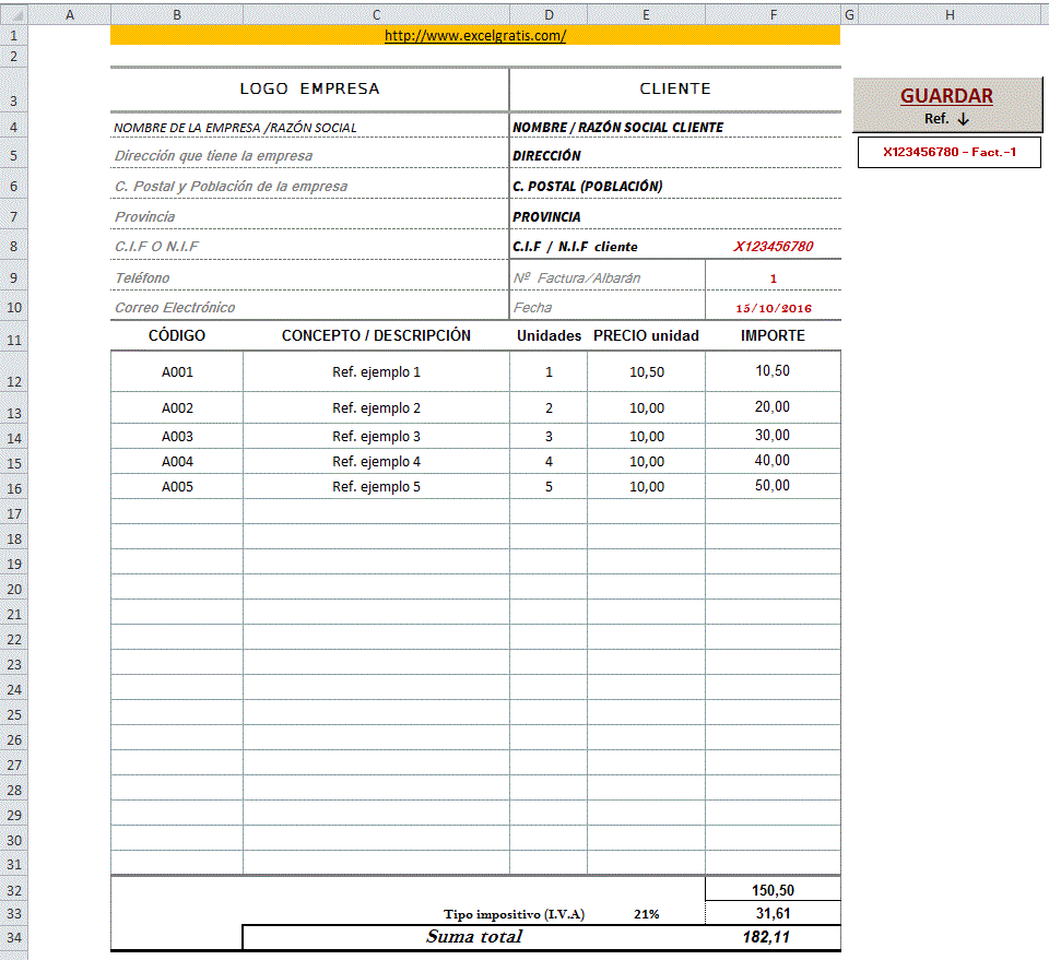 Libro De Excel Con Macro Para Guardar Facturas Albaranes Etc Excel
