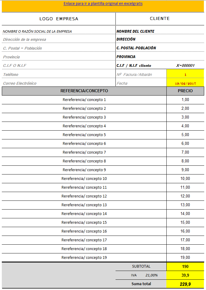 Plantilla En Libro De Excel 2 Facturas Albaranes Etc Excel Gratis