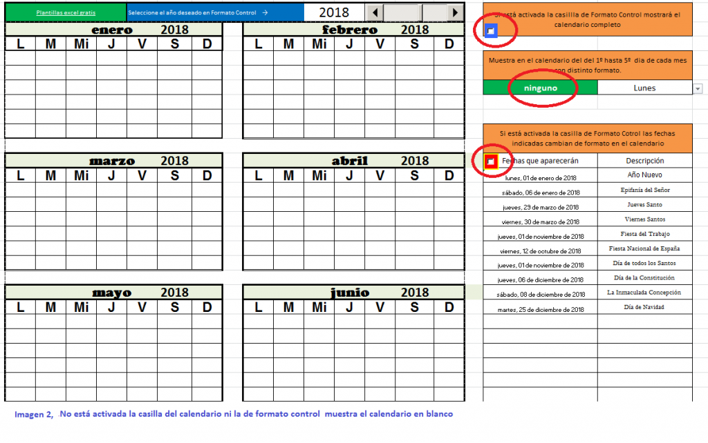 Plantilla de calendario anual de cualquier año para diversos usos